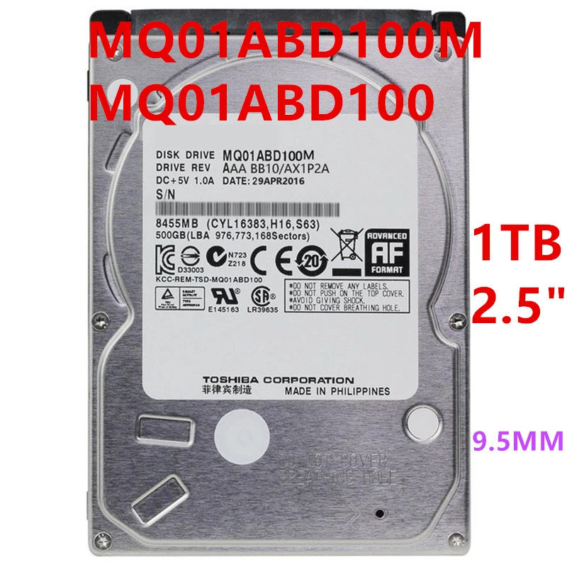 Nuovo Hdd Originale Per Toshiba 1Tb 2.5 "Sata 8Mb 5400Rpm Per Hdd Interno Per Notebook Hdd Per Mq01Abd100M Mq01Abd100