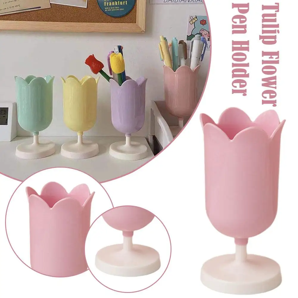 Tulip Flower Pen Holder Storage Bucket Petal Girl Pen Brush Photography Flower Holder Prop Decor Bucket Makeup Storage Vint I7K3