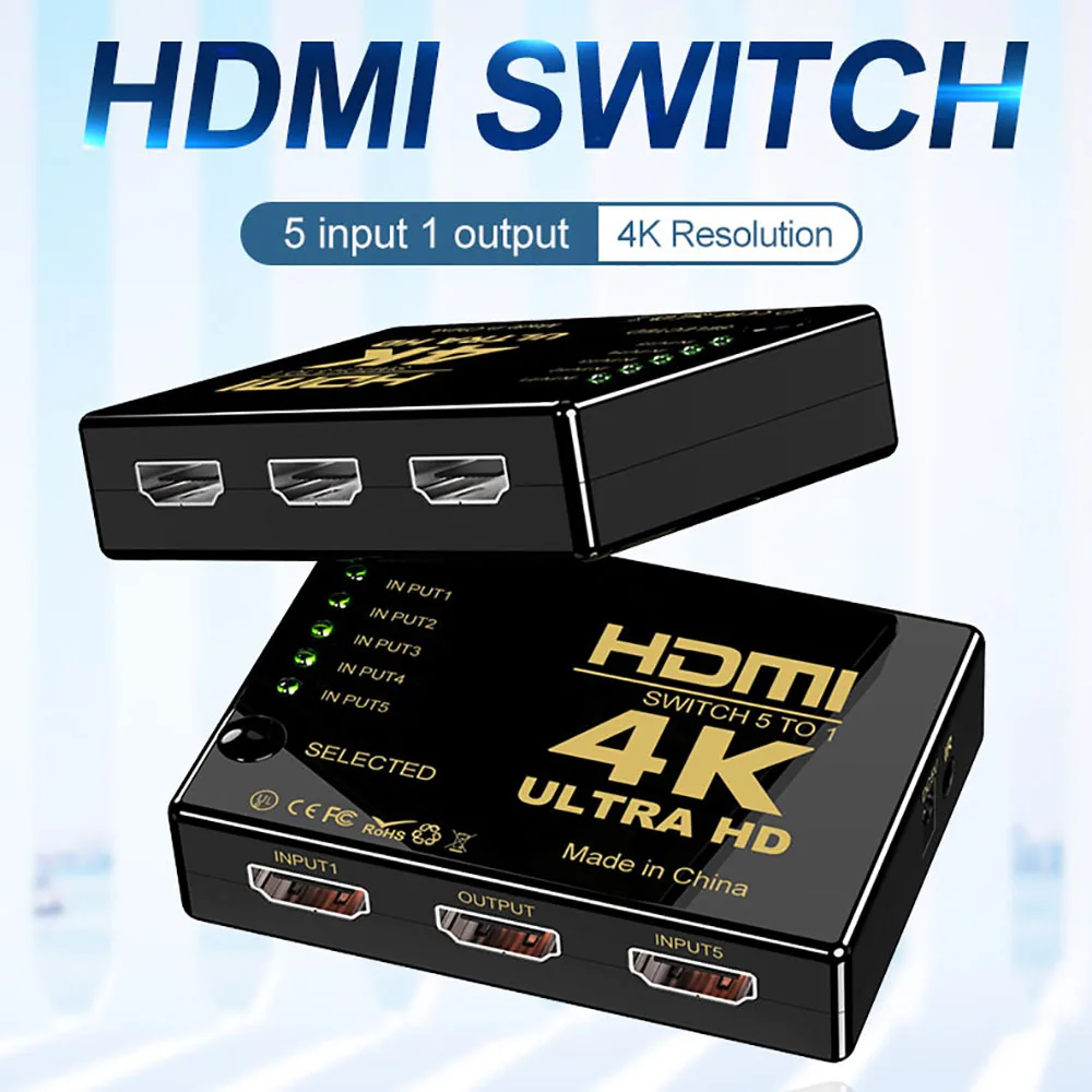 Switcher Compatibile Hdmi 4K 5X1 Hdmi Switch Hd 1080P Hdmi Splitter Selector Video Box Adapter Per Ps3/4/5 Xbox Monitor Projector