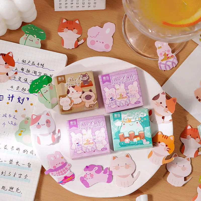 24 Scatole/Lotto Kawaii Cat Rabbit Frog Stickers Diario Fai Da Te Scrapbooking Etichetta Adesiva Cancelleria Regalo Materiale Scolastico