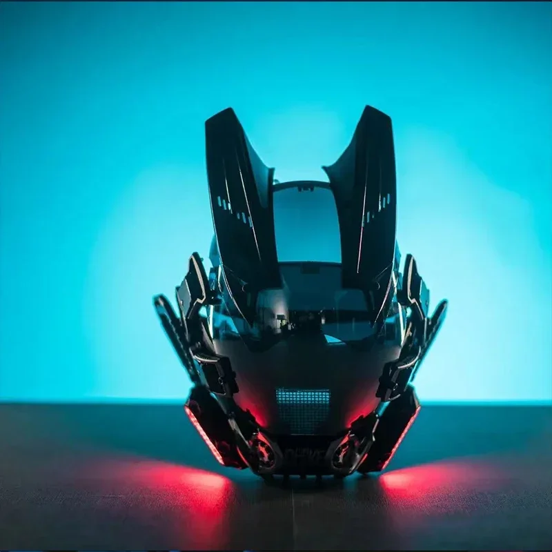 Cosplay Cyber Punk Helmet Man Tech Wear Samurai Mask Con Led Light Robot Shinobi Mask Cyber Punk Tech Helmet Armor Regali Per Bambini