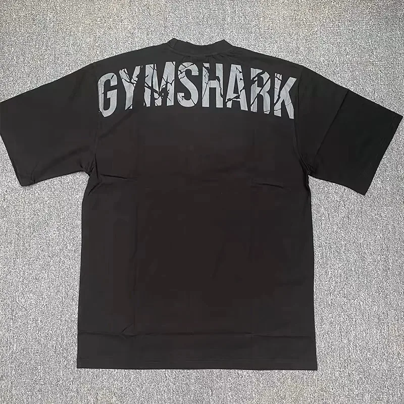 T-Shirt Da Uomo A Maniche Corte Sportiva Gymshark Street Fitness Europea E Americana Muscle Shark Chris Training Strength Loose Top