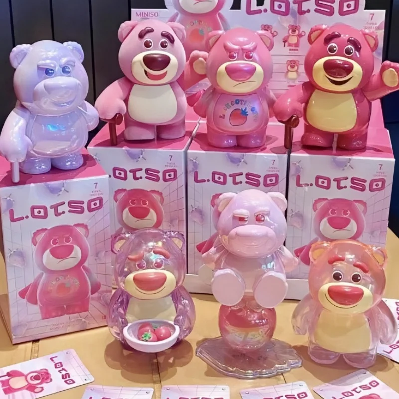 Miniso Disney Strawberry Bear Versatile Lotso Blind Box Toy Story Lotso Anime Figure Decorazione Misteriosa Doll Festival Gift