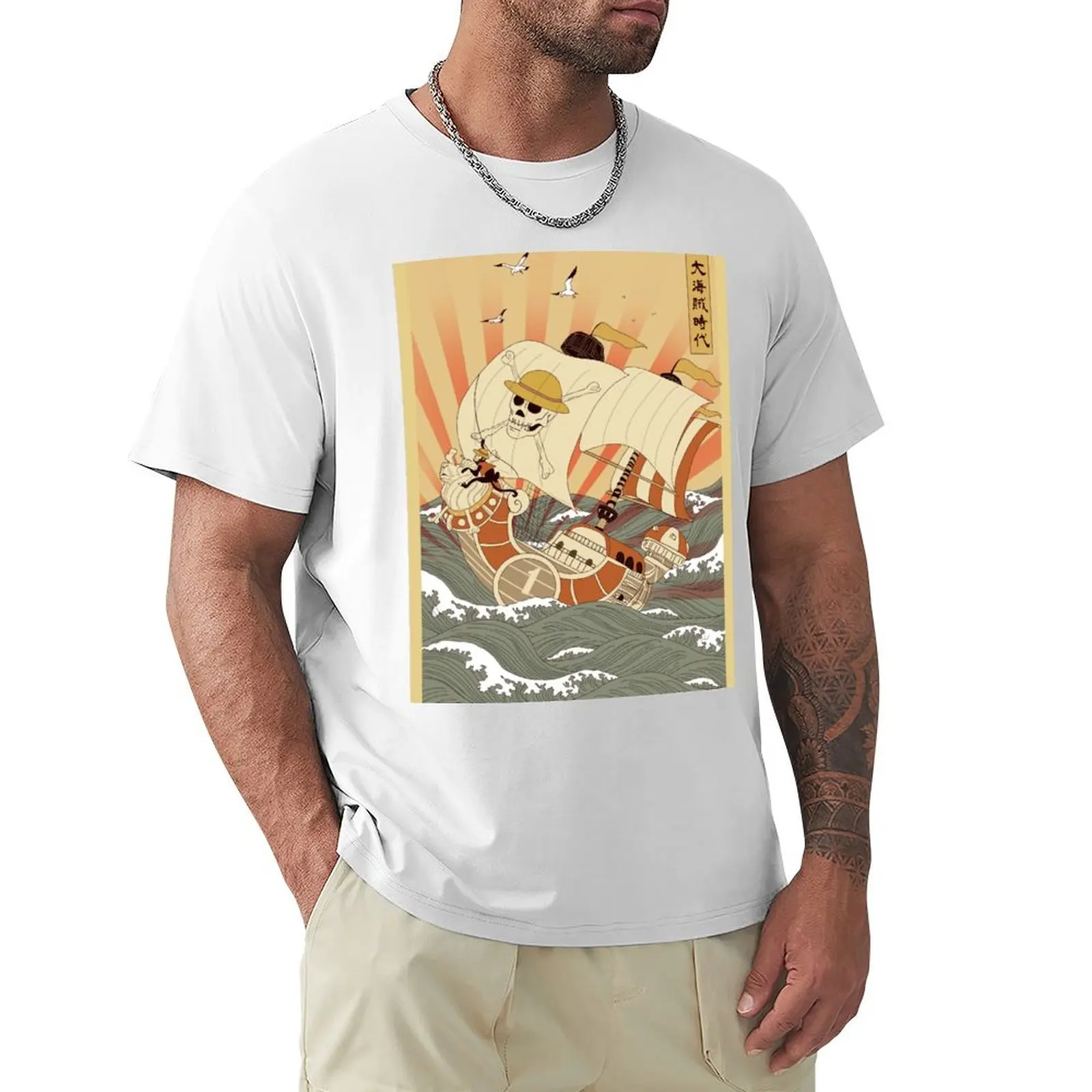 Thousand Sunny T-Shirt Anime Vintage Clothes Summer Top For A Boy Mens Workout Shirts