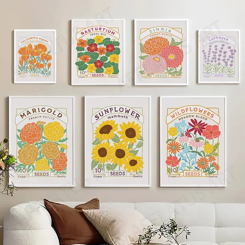 Calendula Wildflower Nasturtium Lavanda Wall Art Norcid Prints Canvas Immagini Astratte Per Soggiorno Decor Pittura Poster
