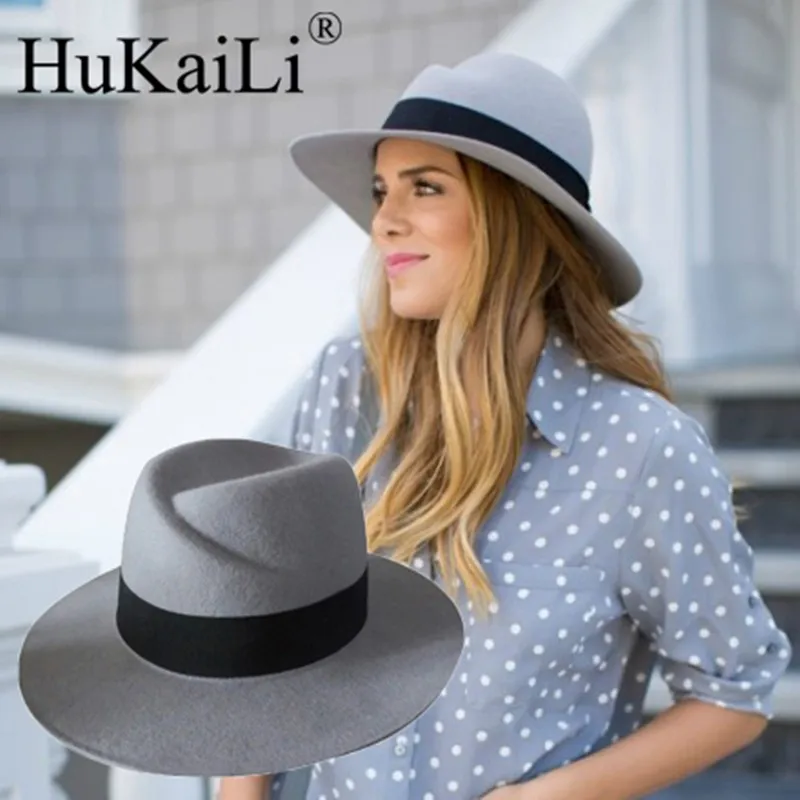 Moda Tyranids A Tesa Larga M Fedora Lana Fedora Cappello Fedora Grigio Chiaro A Tesa Larga Panama