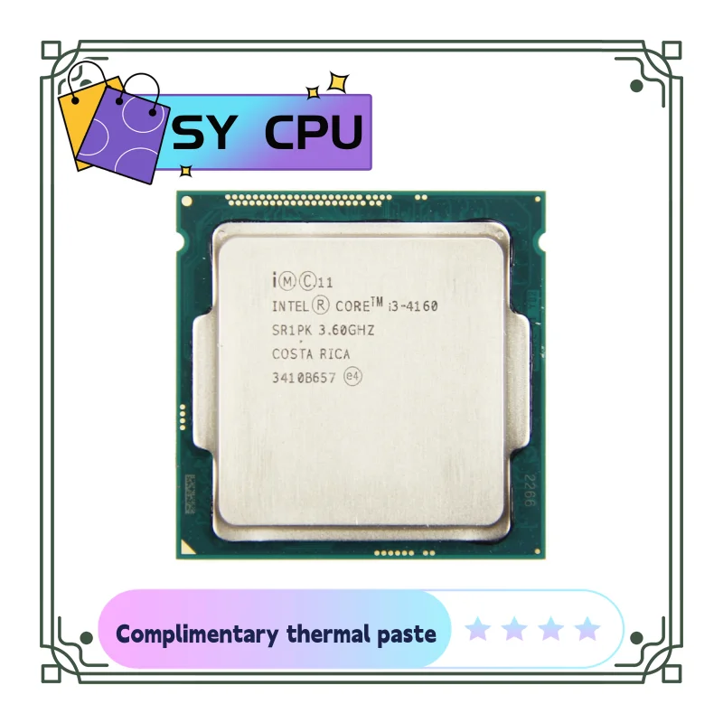 Processore Core I3-4160 I3 4160 3.6 Ghz Cpu Quad-Thread Dual-Core 3M 54W Lga 1150 Supporto H81 Motherborad