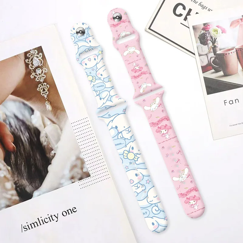 Sanrio Cinnamoroll My Melody Toy Anime Cinturino In Silicone Per Apple Watch Kawaii Cartoon Stampa Traspirante Cinturino Per Orologio Regalo Per Ragaz