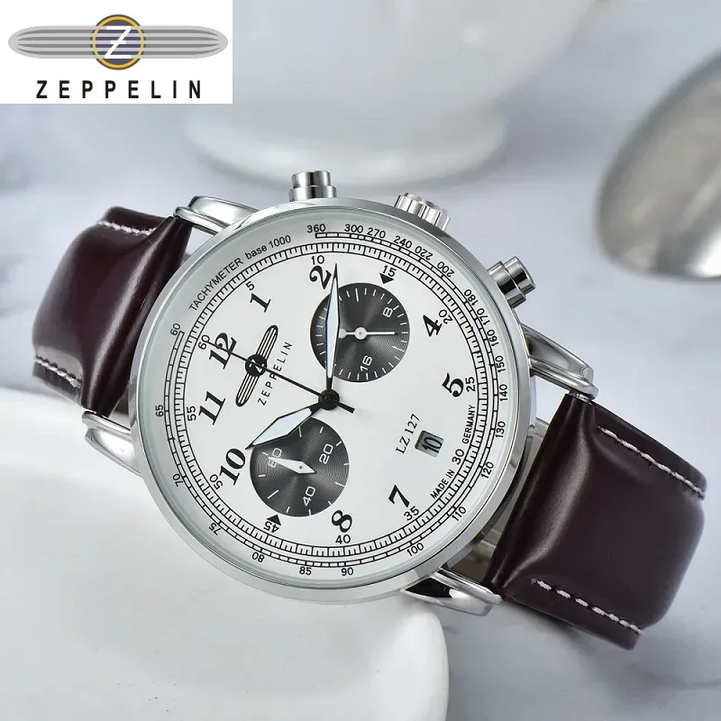 Zeppelin Owl Dial Watch For Men Business Casual Orologio Da Uomo In Pelle Impermeabile Orologi Da Uomo Luxury Trend Watch Relogio Masculino