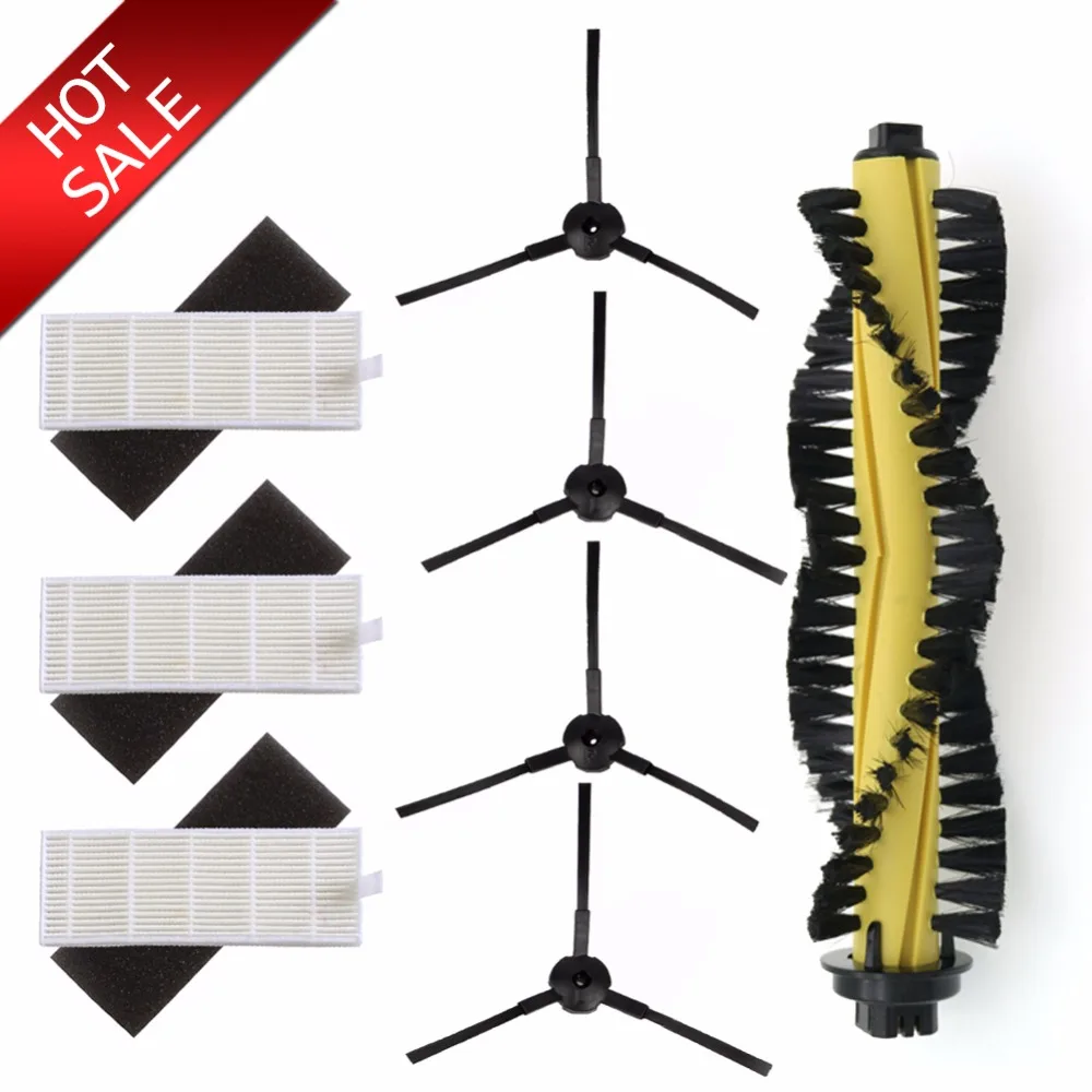 1 * Spazzola Principale + 3 * Filtro Hepa + 3 * Spugna + 4 * Spazzole Laterali Per Robot Parti Per Vaccum Cleaner Polaris Chuwi Ilife A4 T4 X432 X430 
