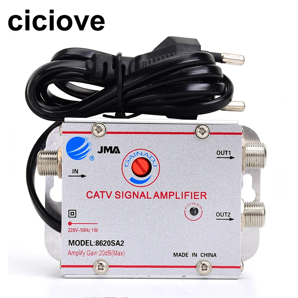 20Db House-Hold Amplificatore Di Segnale Catv A 2 Vie 1 In 2 Out Amp Antenna Cable Tv Booster Splitter Home Tv Equipment (Spina Eueope)