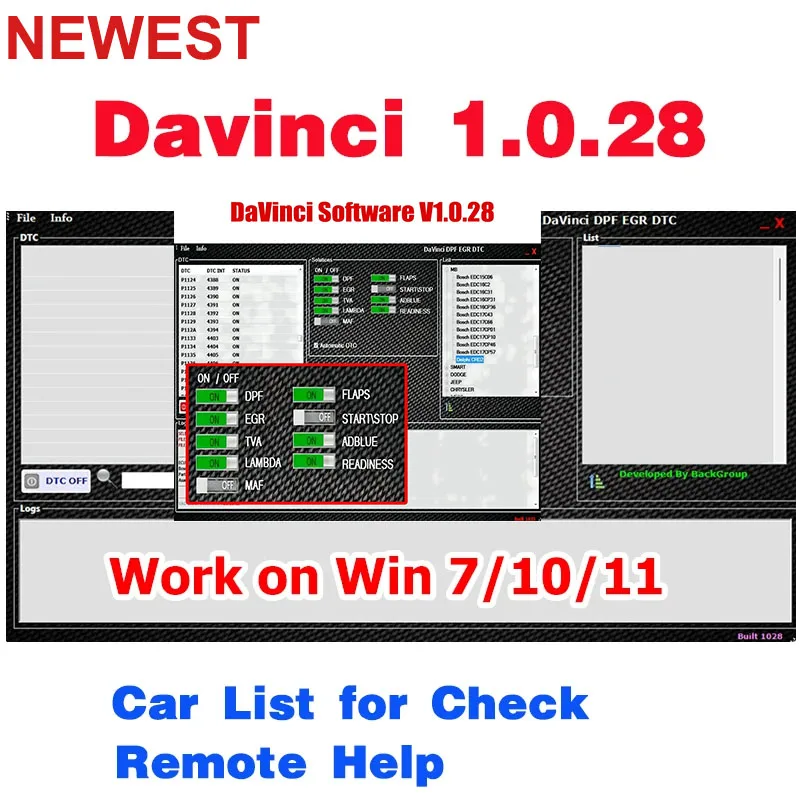 Software Davinci Il Più Nuovo 1.0.28 Pro Chiptuning Remapping Software Davinci Remap Supporto Davinci Win 7/10/11
