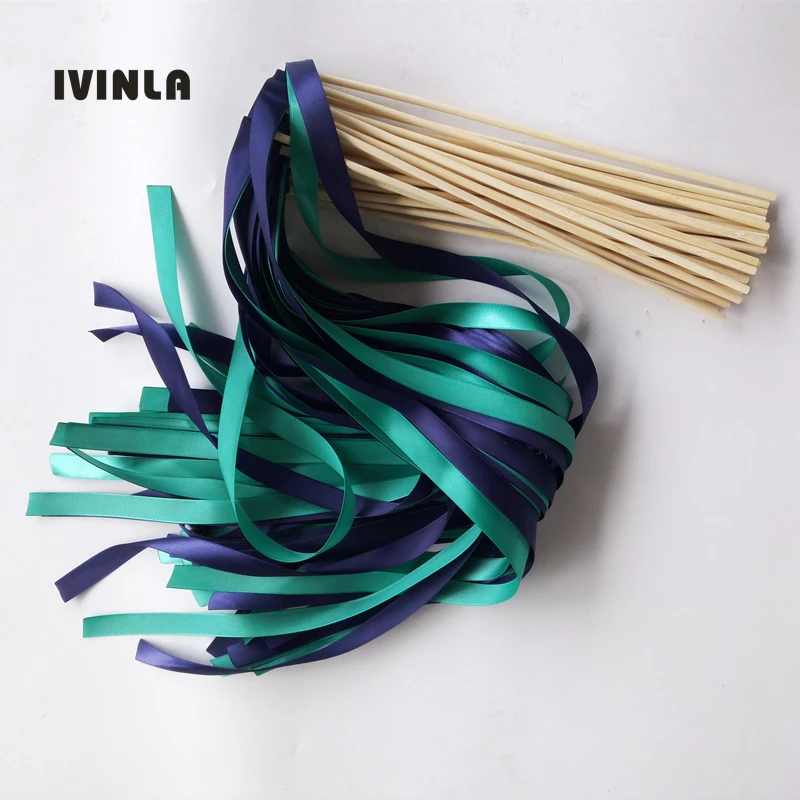 50 Pz/Lotto Dark Blue Stain Ribbon Wedding Bastoni Senza Campane Per La Decorazione Di Nozze