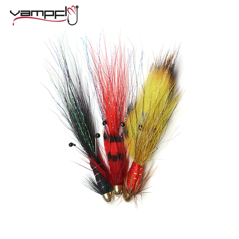 Vampfly 6Pcs Conehead Fuoco Tiger/Nero/Rosso Francis Snaelda Salmone Tubo Mosche E Acuti