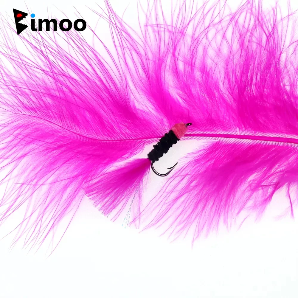 Bimoo 200 Pz/Pacco Piuma Di Marabù Colorata Per Legare Streamer Mosche Jig Lure Woolly Bugger Leech Fly Bait Materiale Per Legare I Pesci