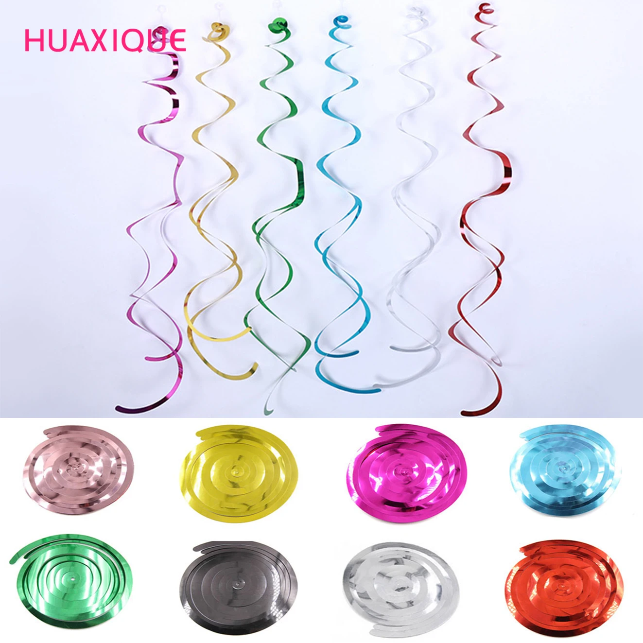 6Pcs Buon Compleanno Stella Spirale Pendente Soffitto Appeso Ghirlanda Pvc Turbinio Banner Per La Festa Di Compleanno Casa Soggiorno Decorazione