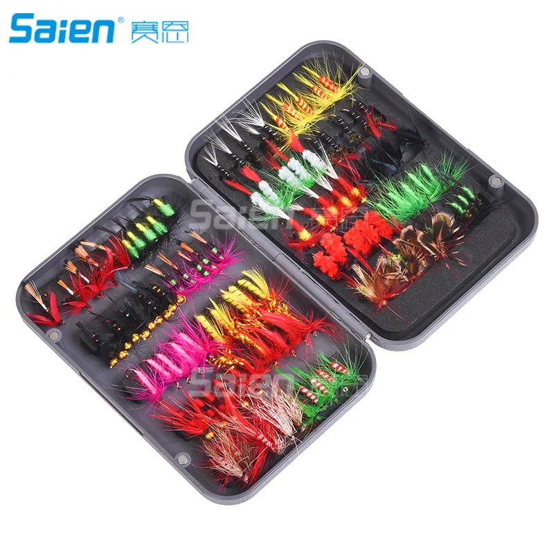 Pesca A Mosca Mosche Kit Assortimento Trout Basso Di Pesca Con La Mosca Scatola, 20/100Pcs Con Dry/Wet Flies, Ninfe, Stelle Filanti