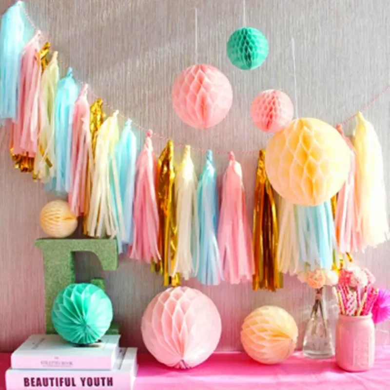 20Pcs Multi Color Baby Shower Decorazioni Carta Velina Nappa Ghirlanda 21St 1St Birthday Decoration Girl Hanging For Table Chair