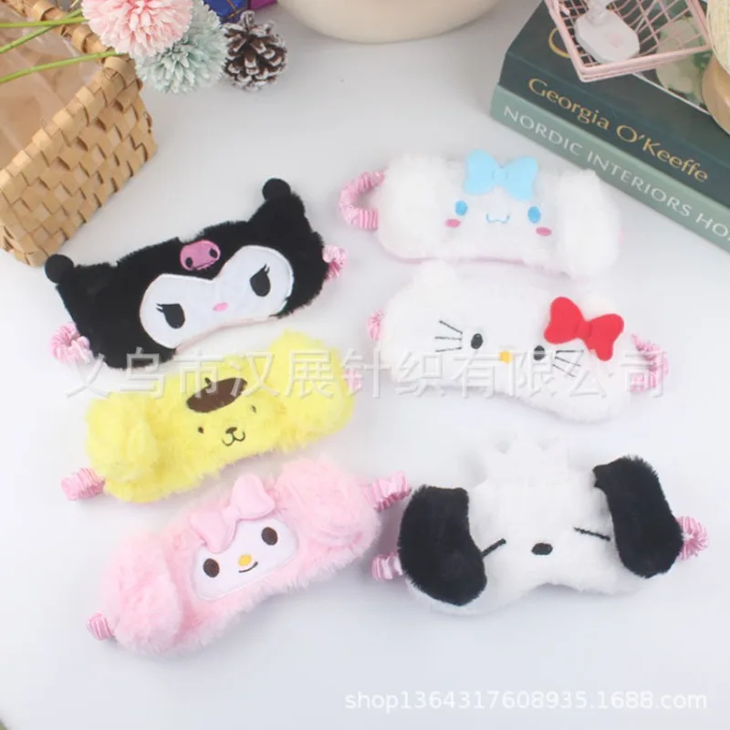 Sanrio Kids Plushies Maschere Per Gli Occhi Patch Cartoon Anime Figure Hello Kitty Cinnamoroll Kuromi Eyeshades Furry Evening Blindfolds
