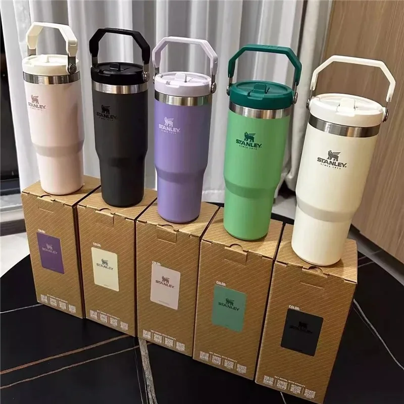 Stanley Quencher Cup 30Oz Bottiglia D'Acqua Termos Drinkware Tumbler Mug Coffee Original Thermo Thermos Thermal Vacuum Flask Portable