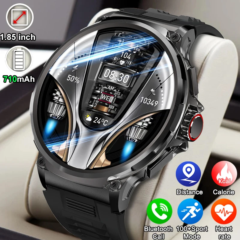 2024 New Rugged Military 1.85 "Hd Bluetooth Call Smart Watch Men Gps Track 710Mah Batteria Grande 400 + Dial Smartwatch Impermeabili