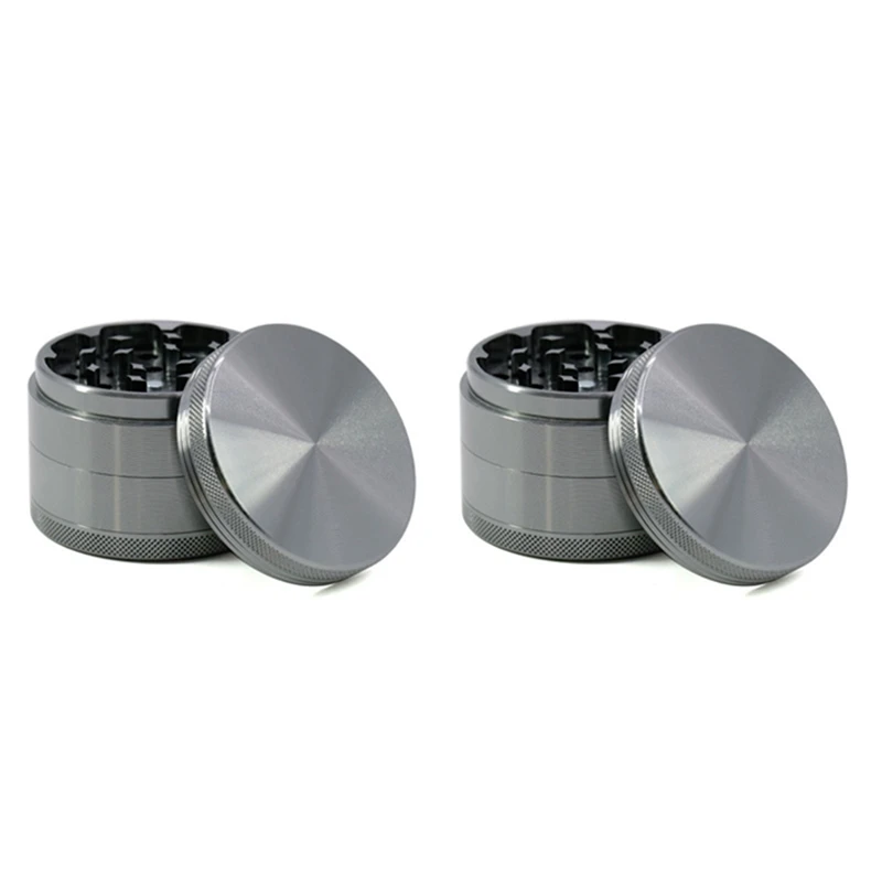 2X Smerigliatrice Per Erbe/Spezie Smerigliatrice In Lega Di Alluminio Opaca Settore Smerigliatrice Per Tabacco Smerigliatrice Per Fumo A Quattro Strat
