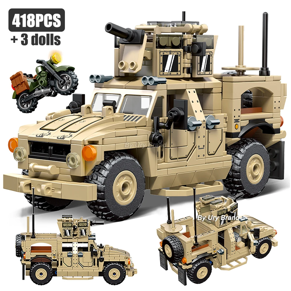 City Ww2 All Terrain Car Model Building Blocks Set Army Military Arma Vehicle Fighter Figures Mattoni Giocattoli Per Bambini Regali