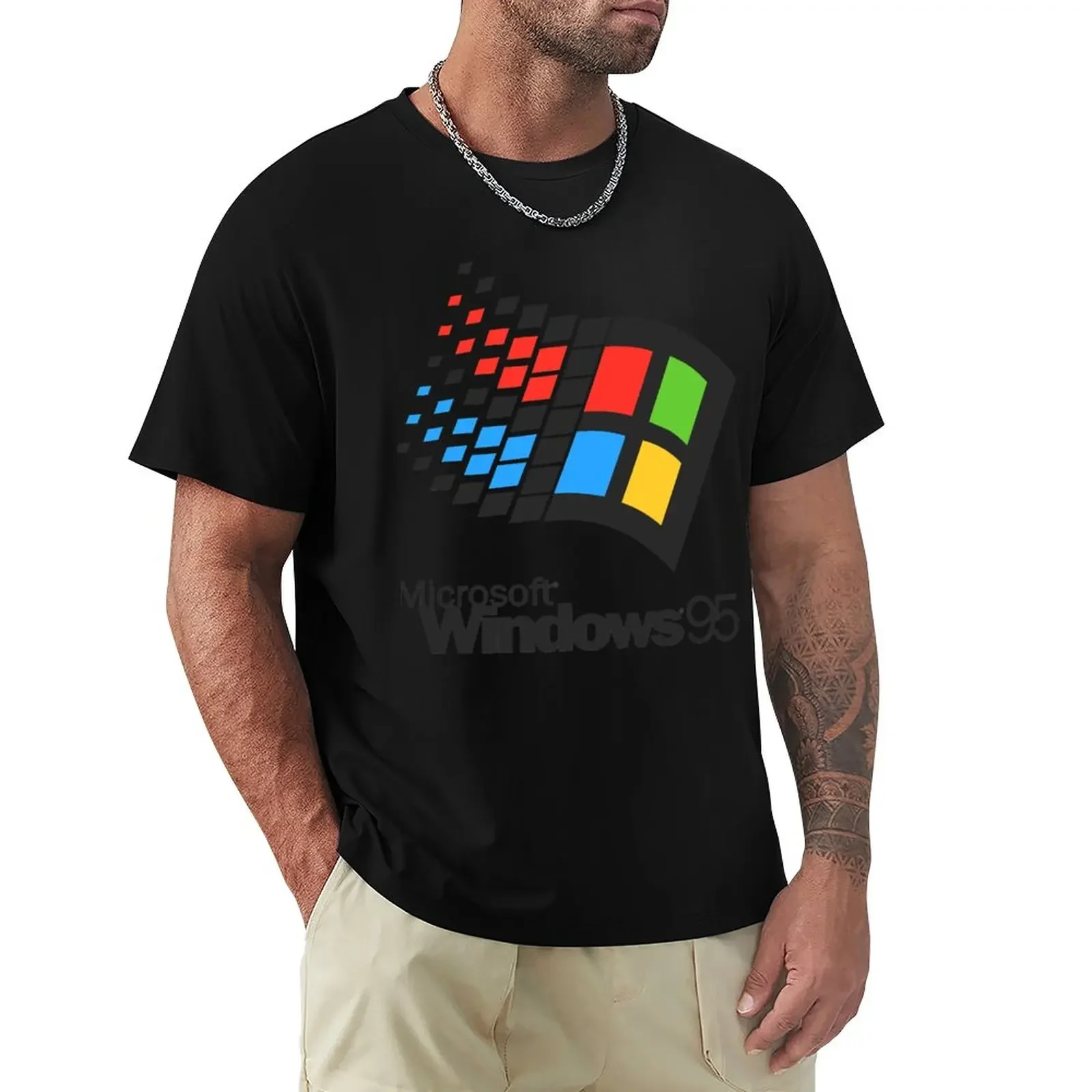 T-Shirt Microsoft Windows 95 Essential New Edition Ragazzi Bianchi Vestiti Da Uomo