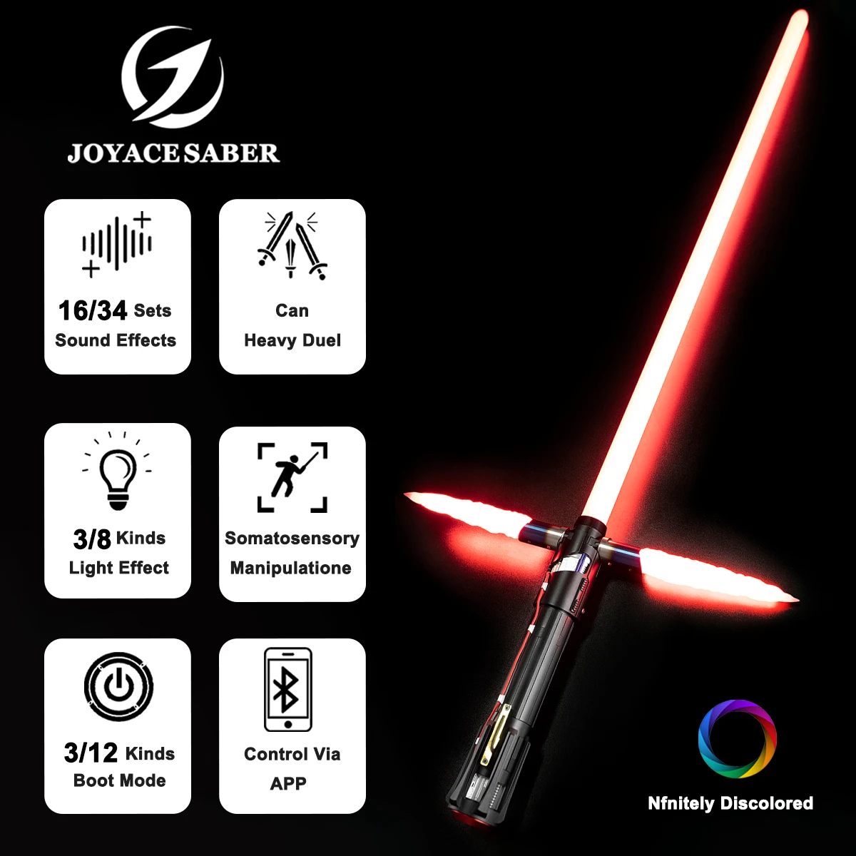 Joyacesaber Kylo Ren Lightsaber Smooth Swing Xeno Pixel Light Saber Jedi Metal Heavy Dueling Laser Sword Cosplay Giocattoli Luminosi