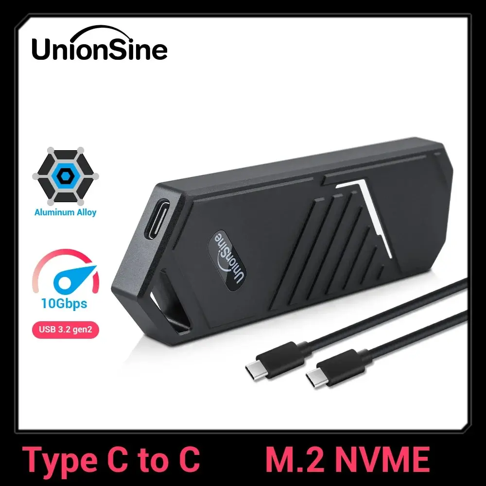 Unionsine M.2 Ssd Enclosure Nvme 10Gbps Pcie Ssd Box Per Nvme Pcie Ssd Disk Box Nvme M Key Solid State Drive Case Support Uasp