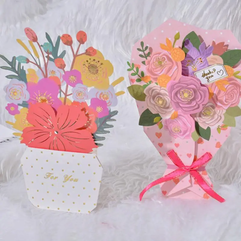 Bellissimo Biglietto Di Auguri Di Fiori Carta Carta Di Benedizione Artistica Scava Fuori Auguri A Forma Di Bouquet Floreale Biglietto Di Auguri Di Com