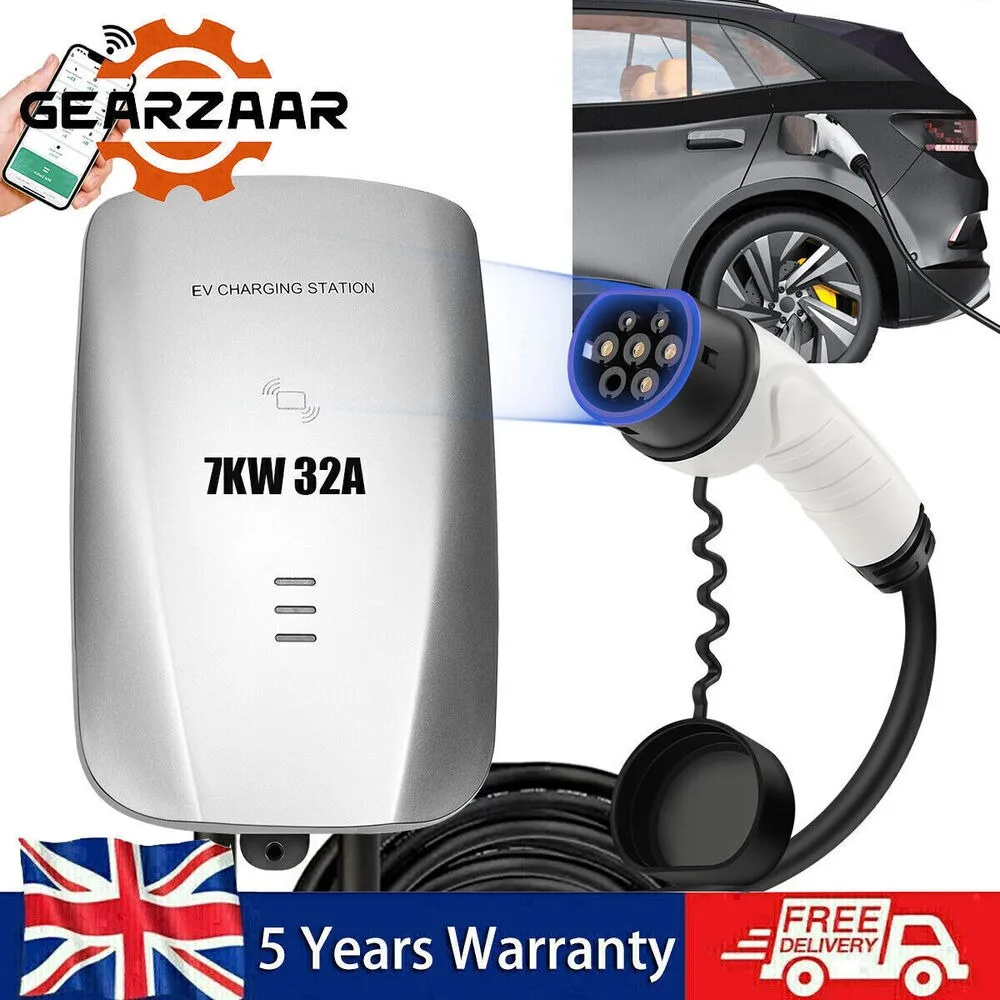 Caricabatterie Ev Tipo 2 Spina Uk 32A 7Kw Stazione Di Ricarica Per Veicoli Elettrici Wallbox 8.5M
