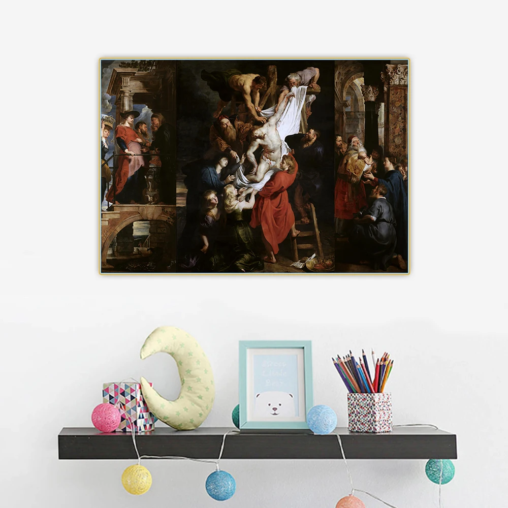 Peter Paul Rubens "Descent From The Cross" Estetica Canvas Oil Painting Picture Print Poster Indoor Wall Decor Decorazione Della Casa