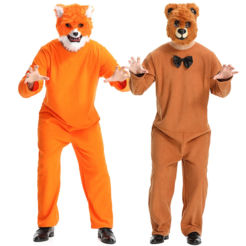 Astuta Mr. Fox E Mr. Smiling Bear Tuta Per Uomo Halloween Cosplay Costume Brown Bear Doll Pigiama Stage Story Show Dress Up