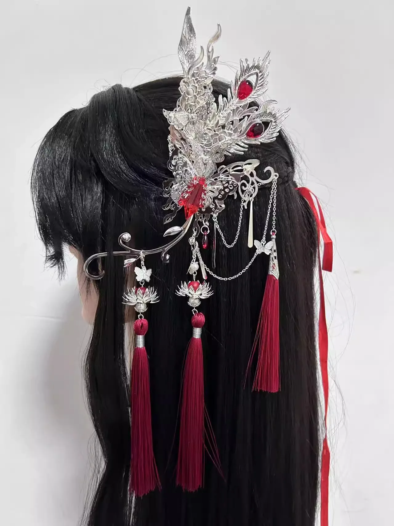 Heaven Offices Blessing Hua Cheng Cosplay Streamer Headwear Huacheng Dance Stage Adulto Antico Tian Guan Ci Fu