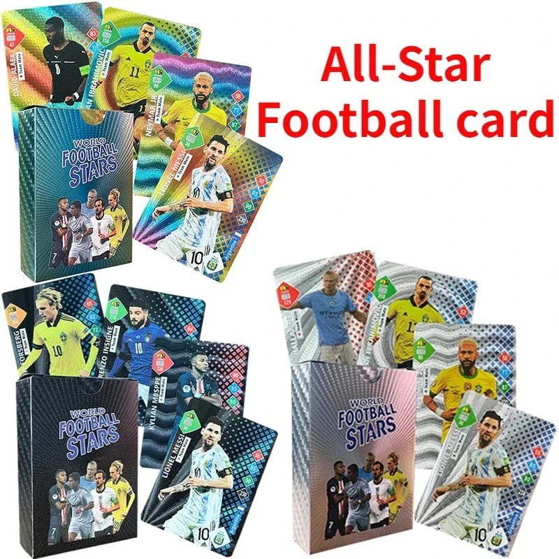 Football All-Star Collection Card Colorful Silver Black Gold Foil Football Star Ronaldo English Trading Card Collector Edition