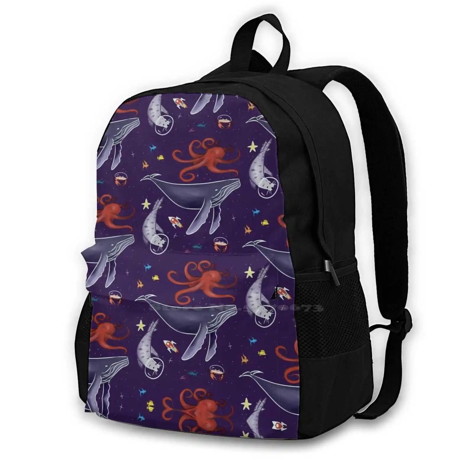 Ocean Life In Space Fashion Bags Zaini Whale Octopus Crab Seal Fish Ocean Life Marine Life Pattern Ocean
