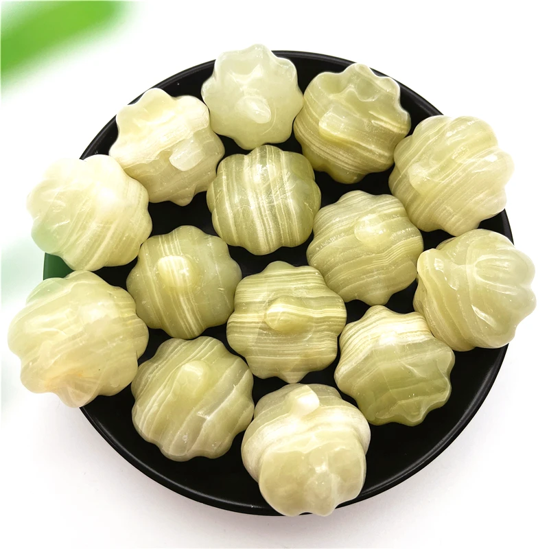 1Pc Natural Afghanistan Jade Pumpkin Figurine Stones Carved Crafts Decor Quartz Healing Crystal Reiki Statue Cute Gift Ornament