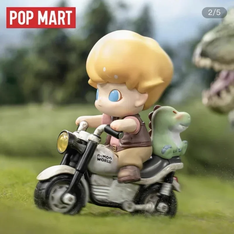 Pop Mart Dimoo Motorcycle Run Action Figure Jurassic Dinosaur Blister Package Parco Divertimenti Esclusiva Collezione D'Arte Action Toy