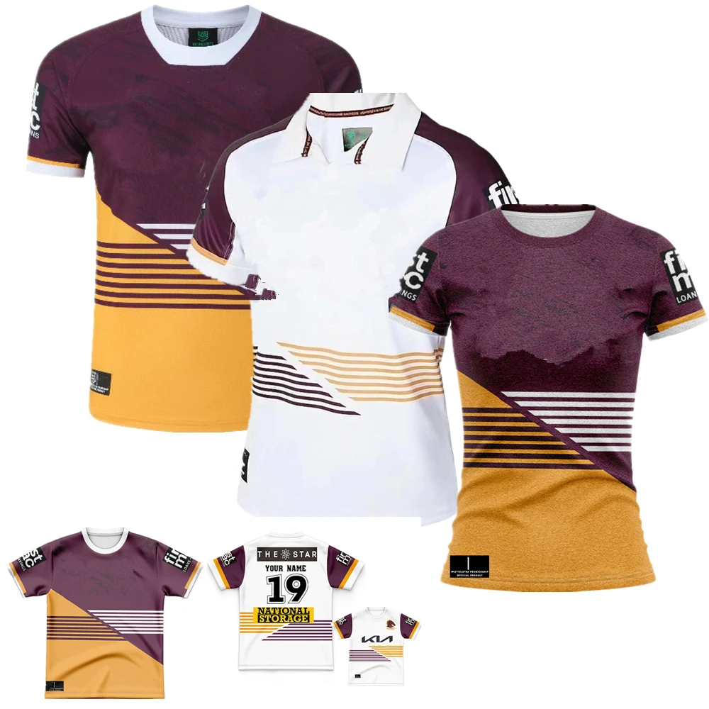 Bambini Bambini Donna Uomo Brisbane Broncos Rugby Jersey Australia Brisbane Broncos Rugby Shirt T-Shirt Nome E Numero Personalizzati