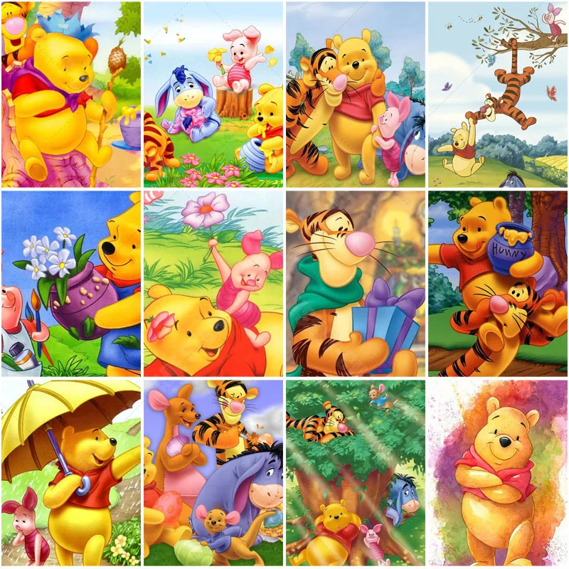 Disney Diamond Painting Cross Stitch Cartoon Winnie The Pooh 5D Ricamo Diamante Fai Da Te Pieno Quadrato/Strass Rotondo Dell'Immagine