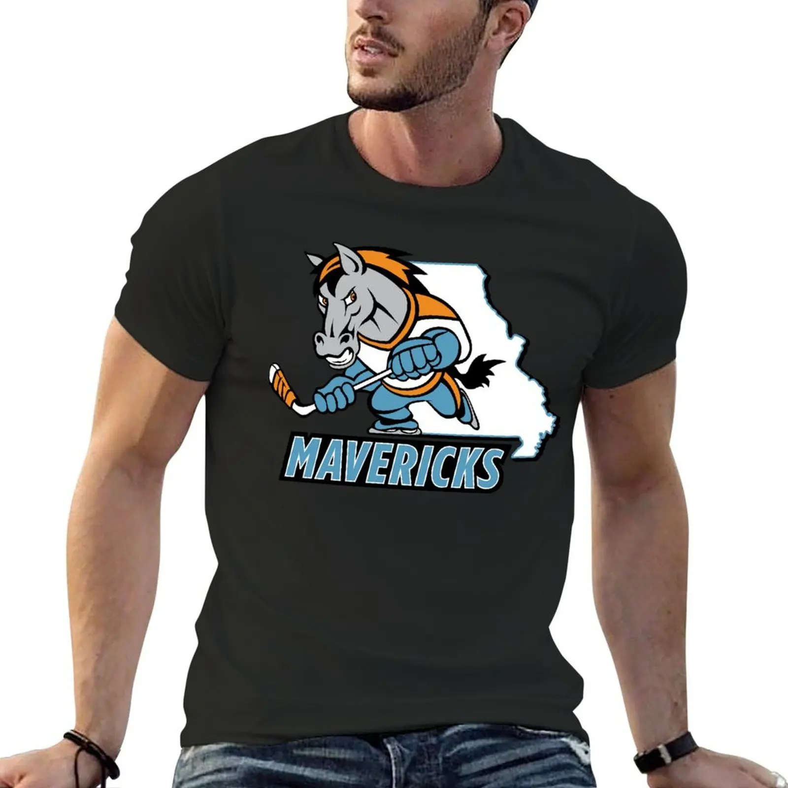 Kansas City Mavericks T-Shirt Ragazzi Bianchi Camicetta Funnys T-Shirt Nere Per Uomo