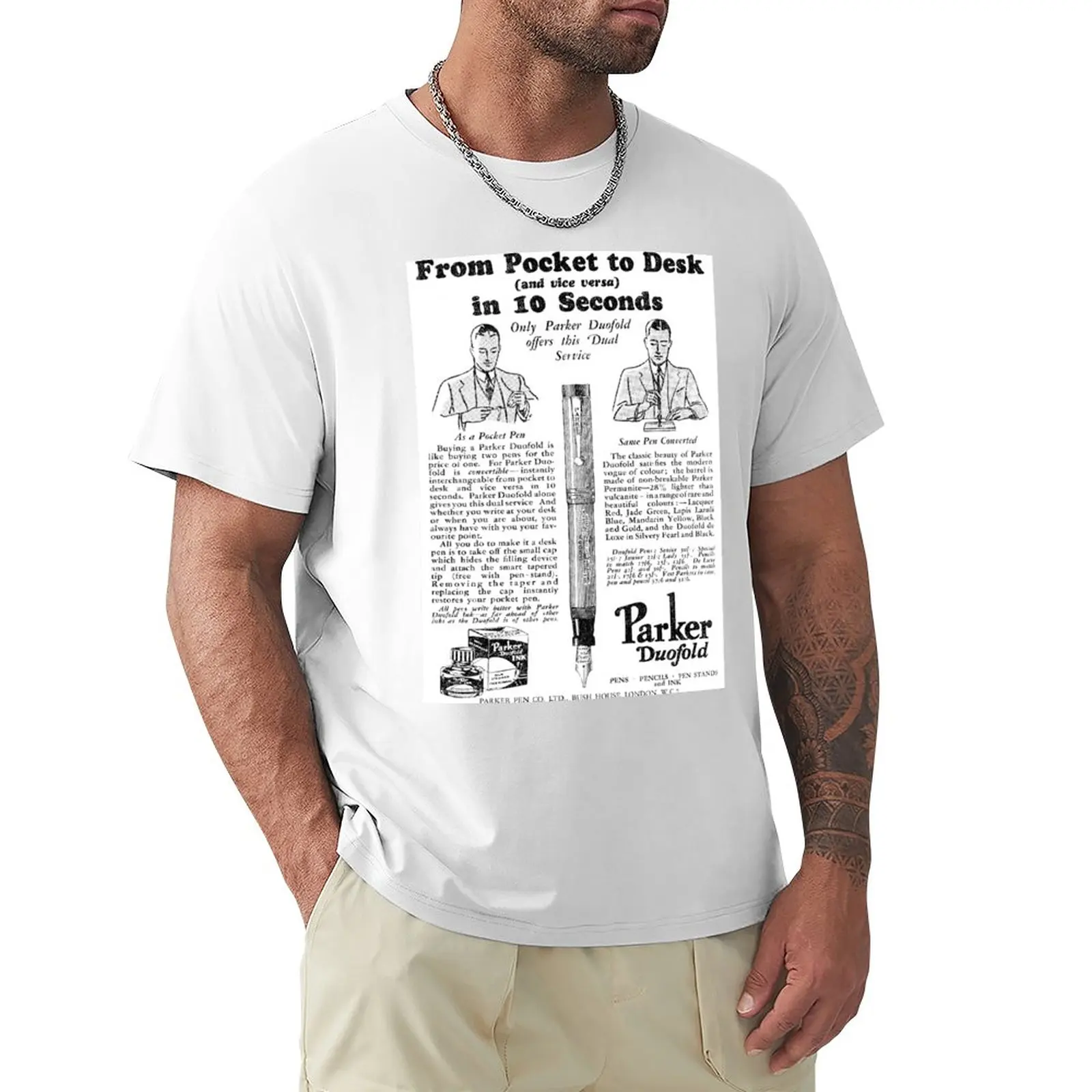Parker Pen Co. - Parker Duunphuntain Pen - 1931 Vintage Adt T-Shirt New Edition Funnys T-Shirt Oversize Per Uomo