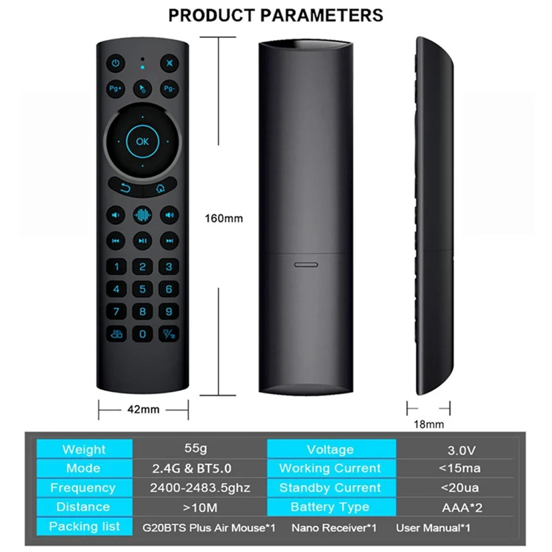 G20S Pro Bt 2.4G Wireless Voice Retroilluminato Air Mouse Giroscopio Ir Learning Remote Control Per Dual Mode Android Tv Box