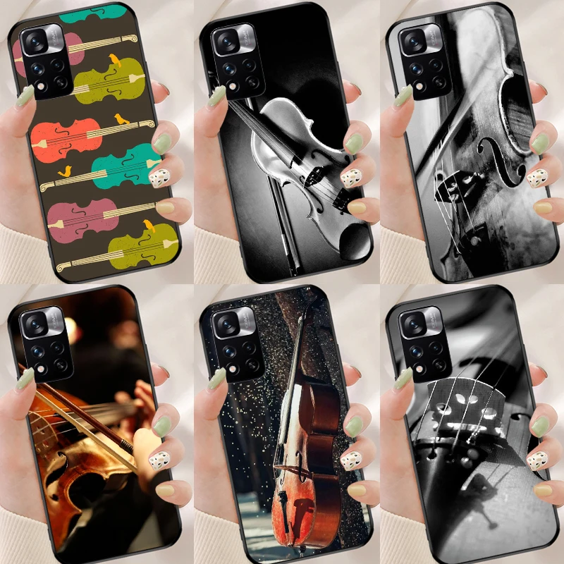 Black And White Violin Cello For Xiaomi Redmi Note 10 Pro Case Cover For Redmi Note 11 Pro 8 9 9S 10S 9A 9T 9C Coque