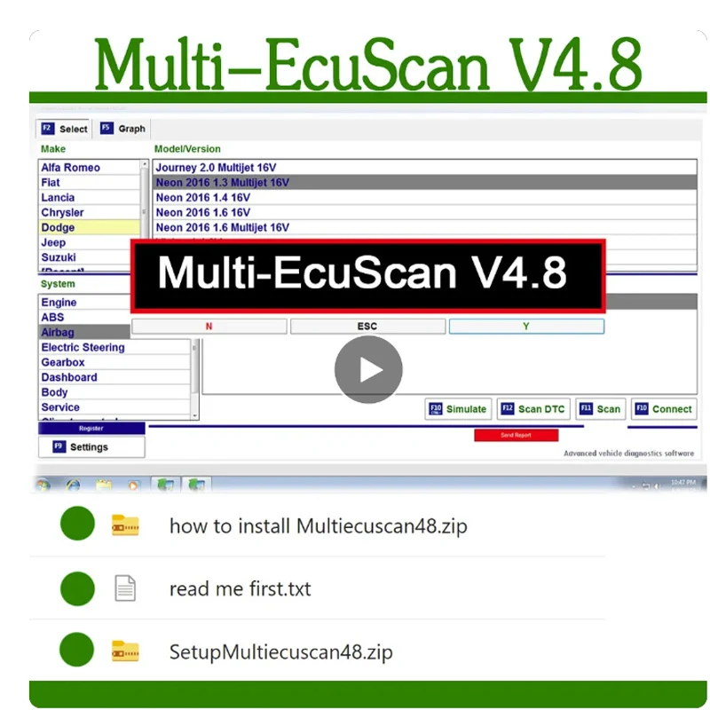 Software Di Riparazione Automatica Per Connettore Fiat Multi-Ecu-Scan 4.8 Registro Funziona Con Elm327 Multi Ecu Scan 4.7 Unlimited Link 2022 Hot