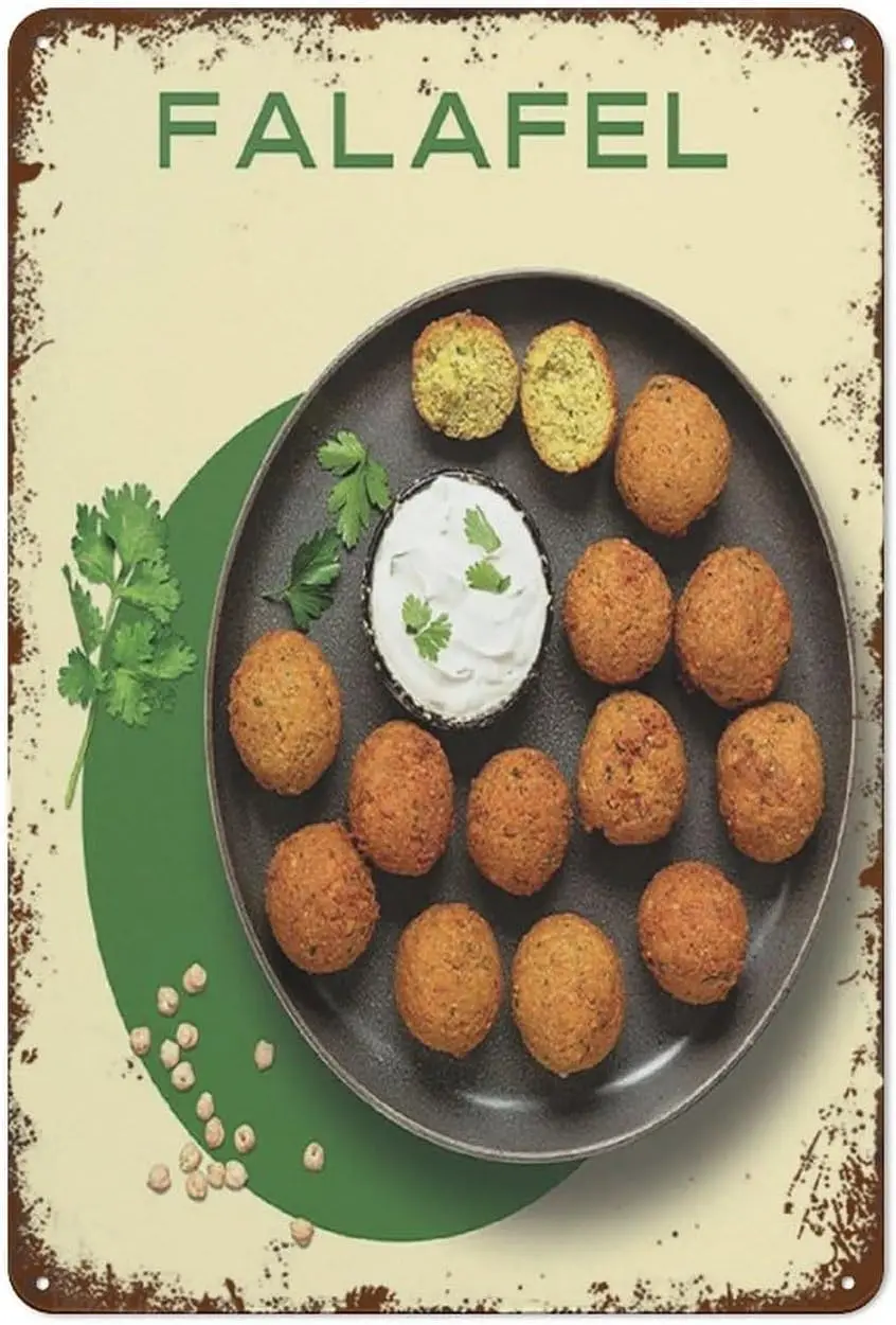 Falafel Poster Medievale Falafel Food Wall Art Cibo Colorato Vintage Tin Sign Metal Tin Sign Wall Art Relax Art Stress