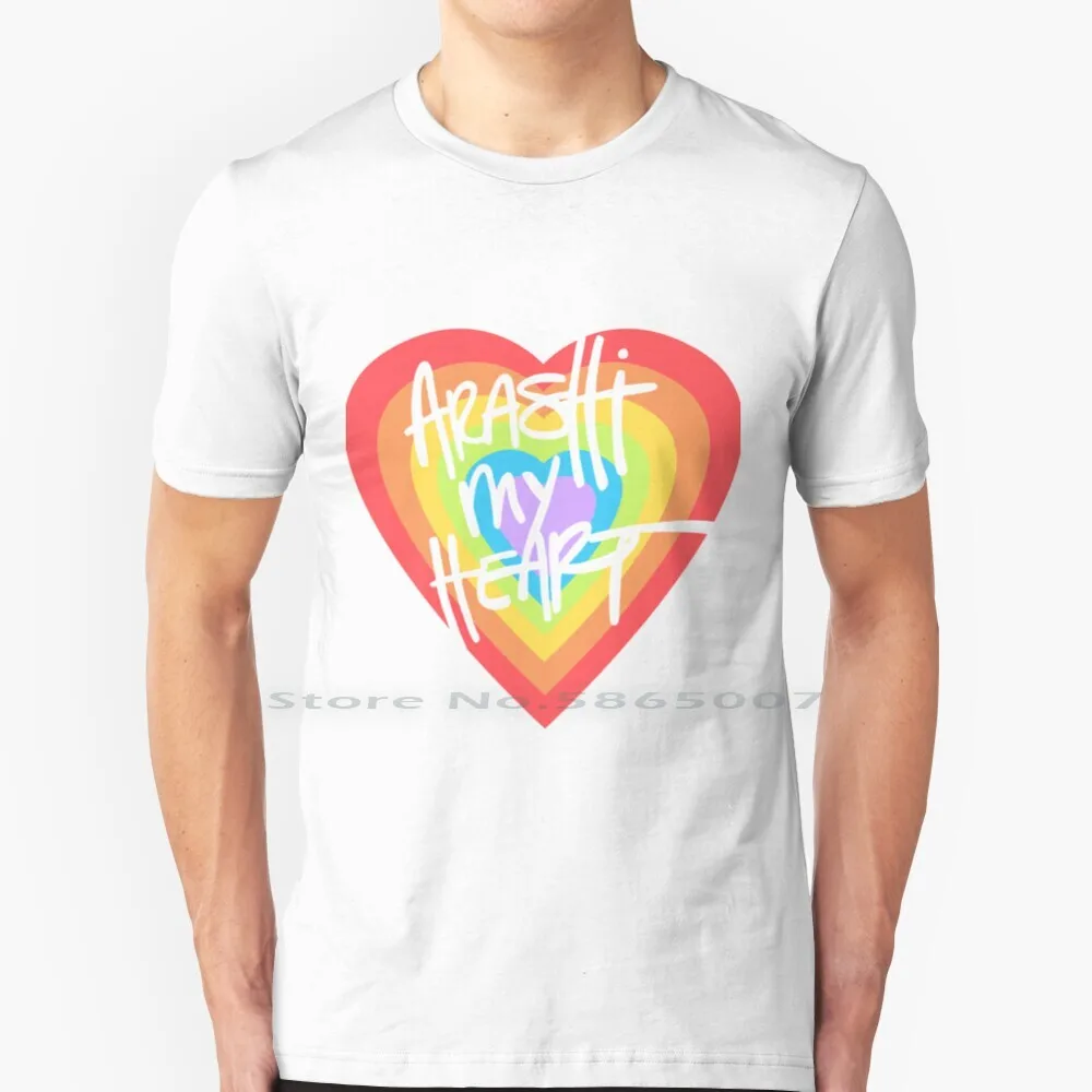 Arashi My ( 2 ) T Shirt 100% Cotone Arashi Rainbow Arcoiris I Heart My Heart Love Fangirling Japanese Tortenta Tipografia Big