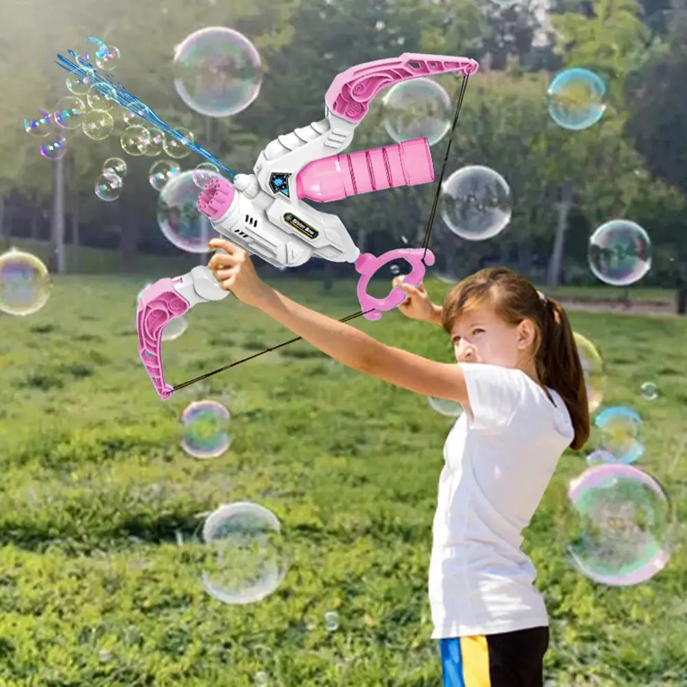 2023New 2 In 1 Electric Automatic Bow And Arrow Bubble Machine Gatling Bubble Soap Water Gun Per Bambini Summer Outdoor Toys Regali