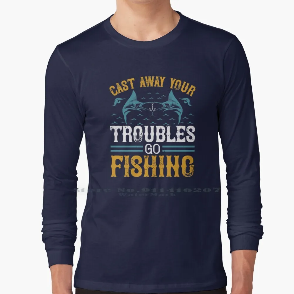 Cast Away Your Blocks T Shirt 100% Puro Cotone Rod Reel Boat Fish Trout Bait Birra Acqua Ocean Tackle Net Dock Line Hook
